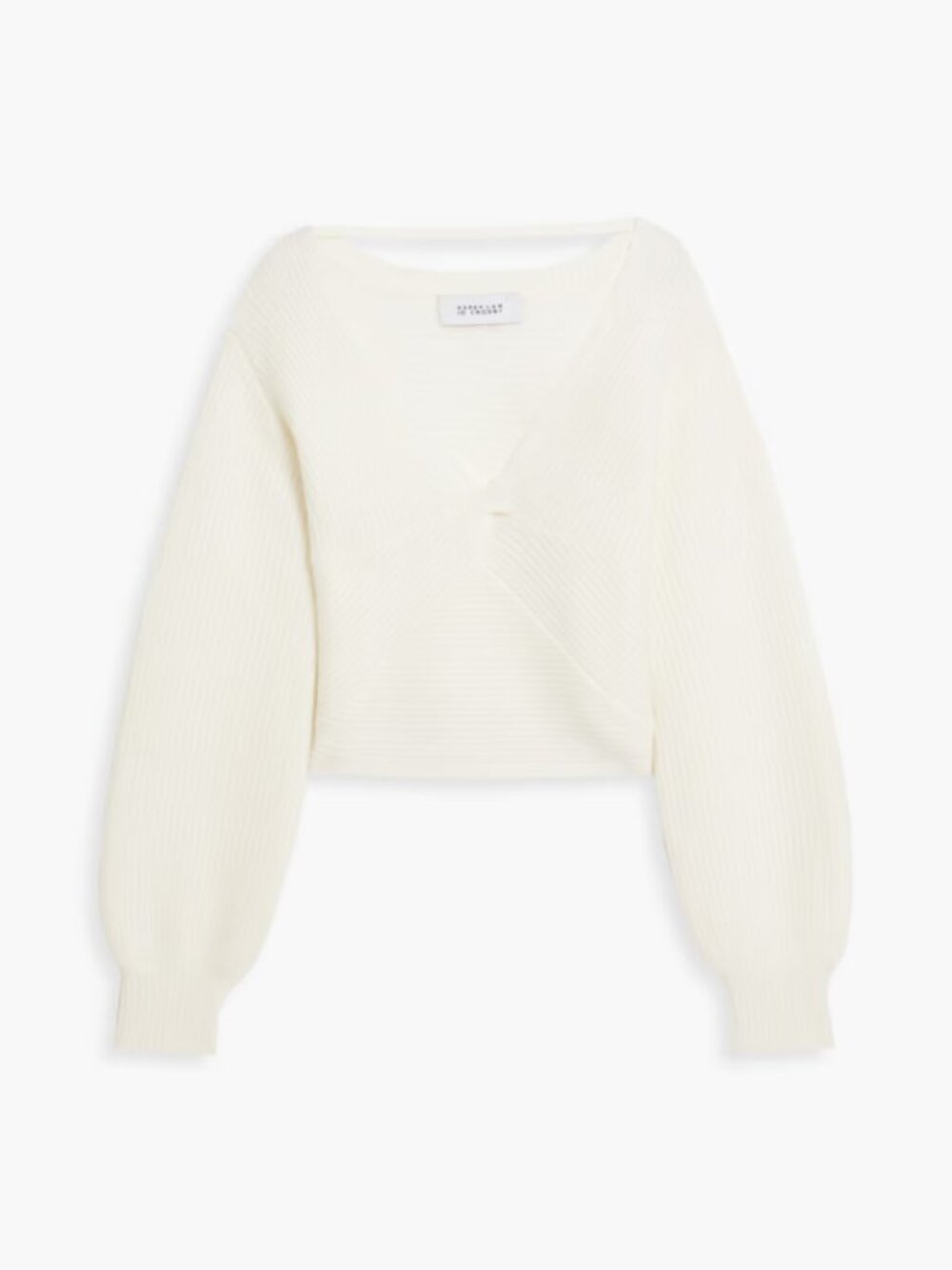 Derek Lam 10 Crosby Marnie Twist-front Brushed Ribbed-knit Sweater Ivory‎ XS